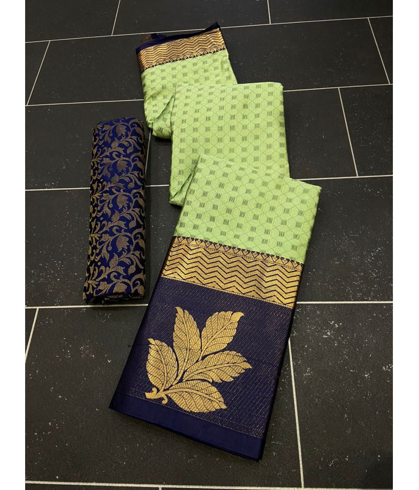     			Apnisha Cotton Silk Embellished Saree With Blouse Piece - LightBLue ( Pack of 1 )