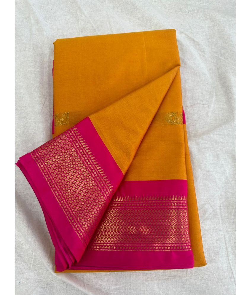     			Apnisha Cotton Silk Embellished Saree With Blouse Piece - Orange ( Pack of 1 )