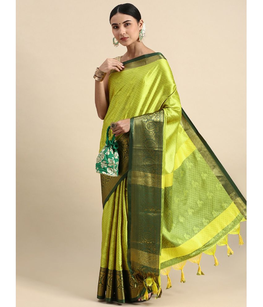     			Apnisha Jacquard Embellished Saree With Blouse Piece - Yellow ( Pack of 1 )