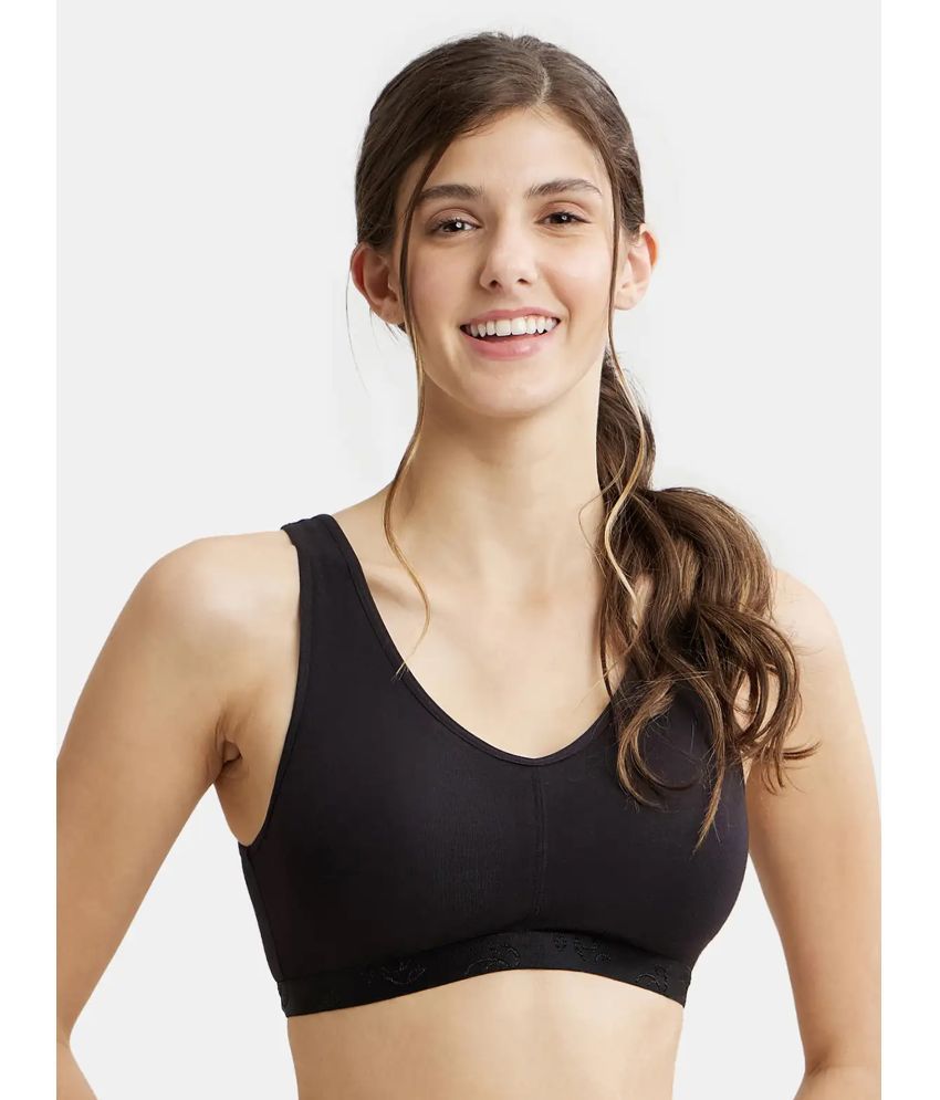     			Jockey ES04 Women's Wirefree Padded Super Combed Cotton Elastane Full Coverage Sleep Bra - Black