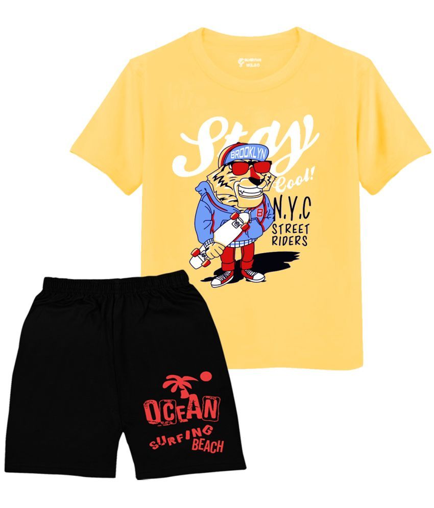     			SILVER FANG Yellow Cotton Boys T-Shirt & Shorts ( Pack of 1 )