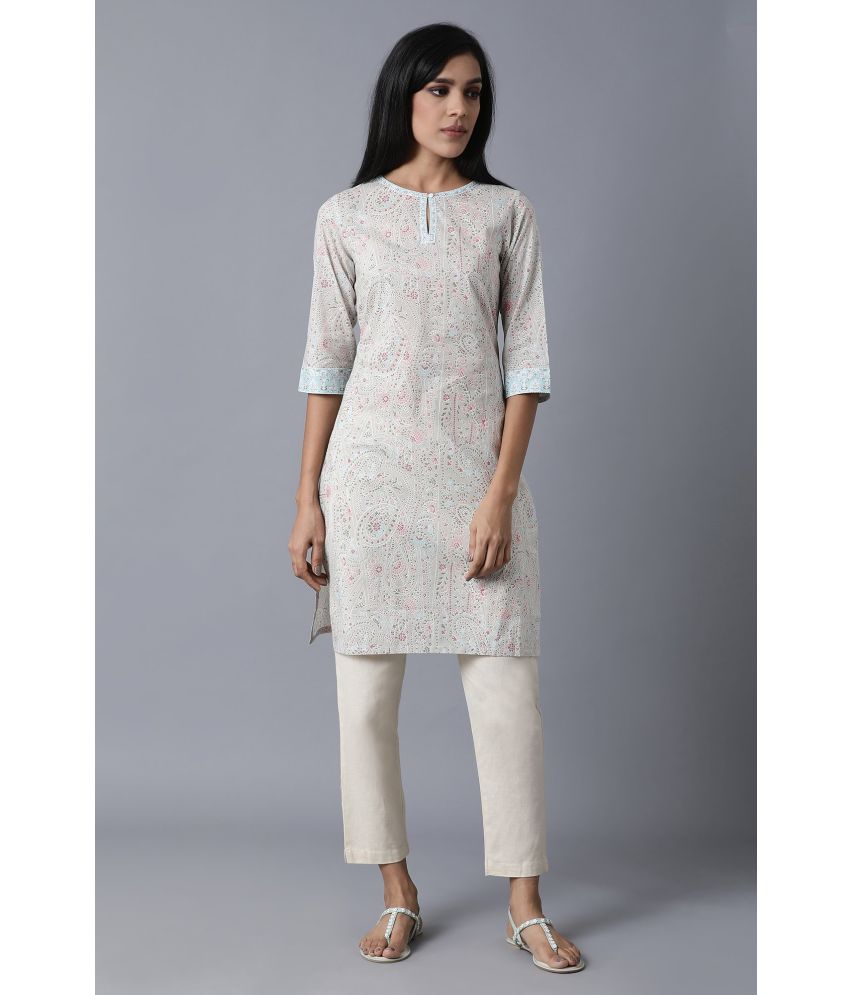     			W Cotton Printed Straight Women's Kurti - White ( Pack of 1 )