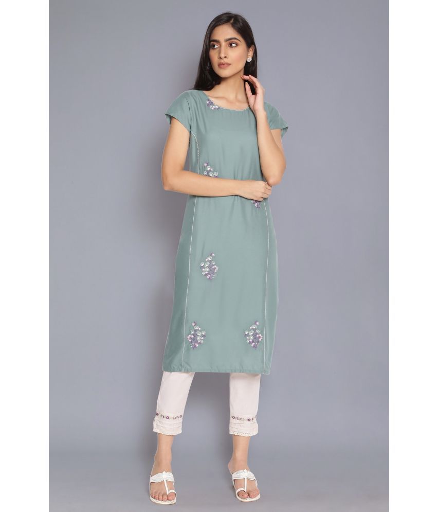     			W Viscose Solid Straight Women's Kurti - Green ( Pack of 1 )