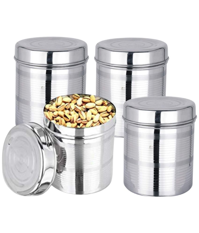     			ebun Silver Touch Design Steel Silver Utility Container ( Set of 4 )