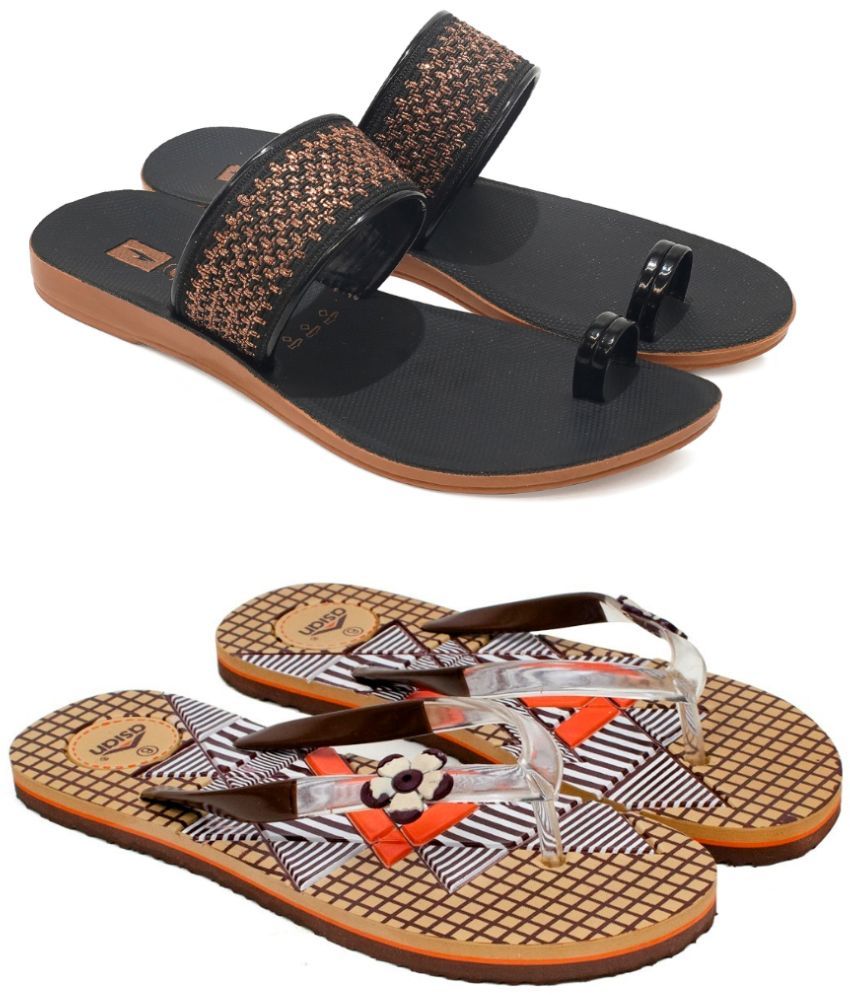     			ASIAN Brown Women's Flip Flop