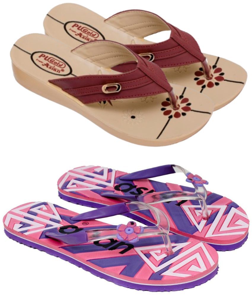     			ASIAN Pink Women's Leather Slipper