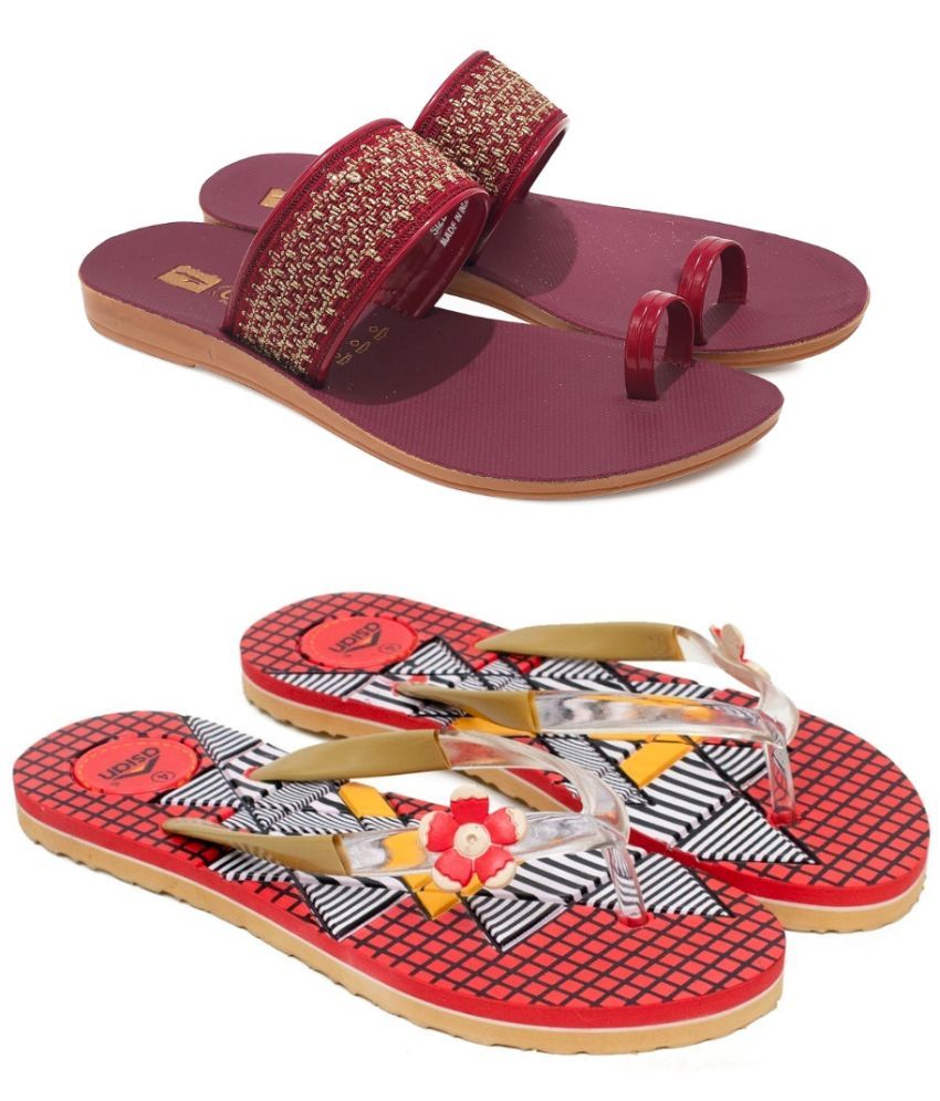     			ASIAN Red Women's Flip Flop