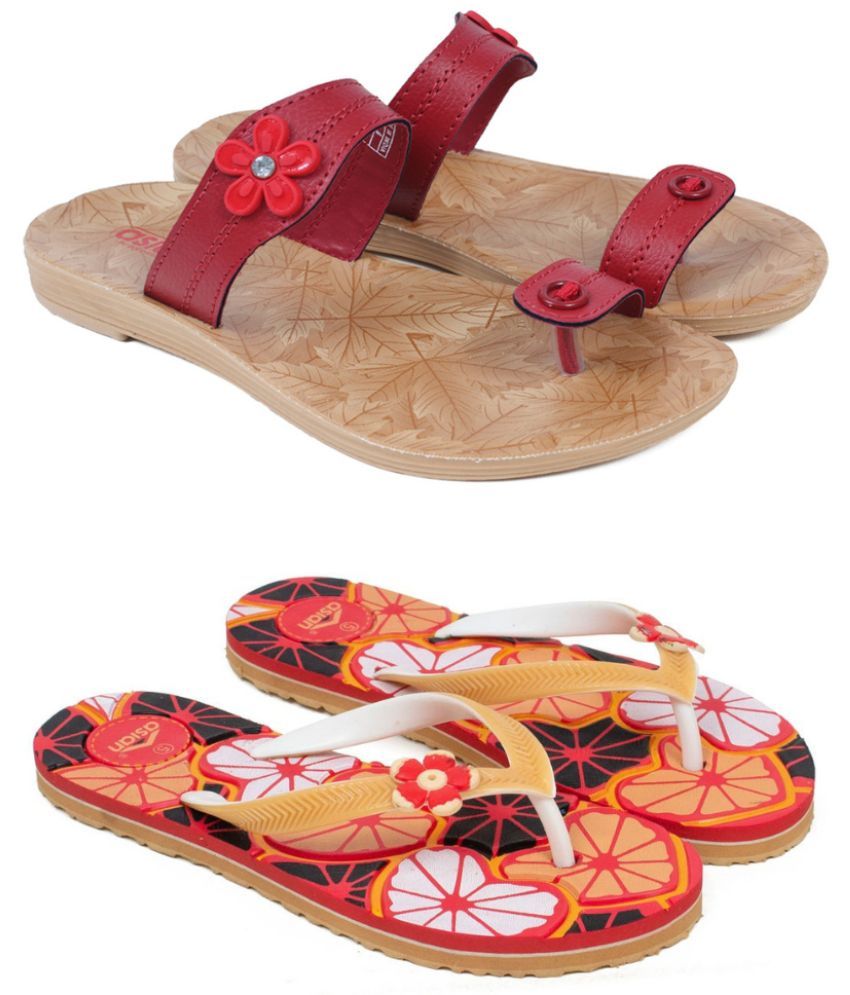     			ASIAN Red Women's Flip Flop