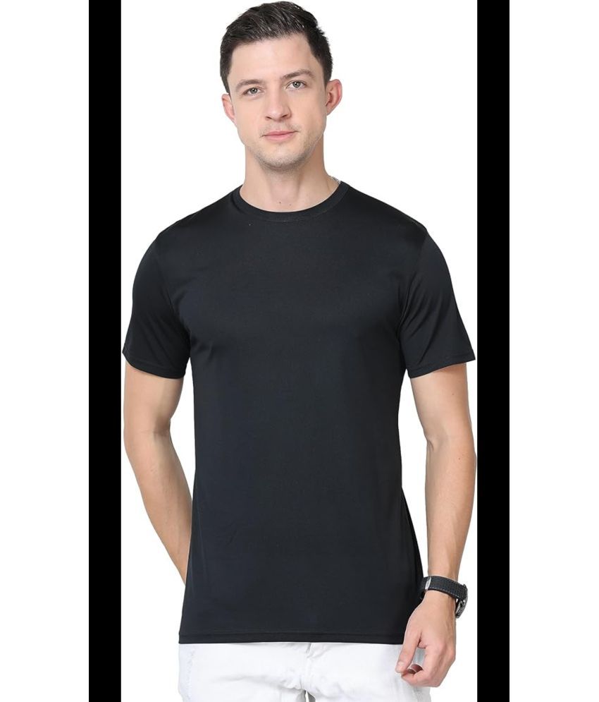     			Morbih Polyester Regular Fit Solid Half Sleeves Men's T-Shirt - Black ( Pack of 1 )
