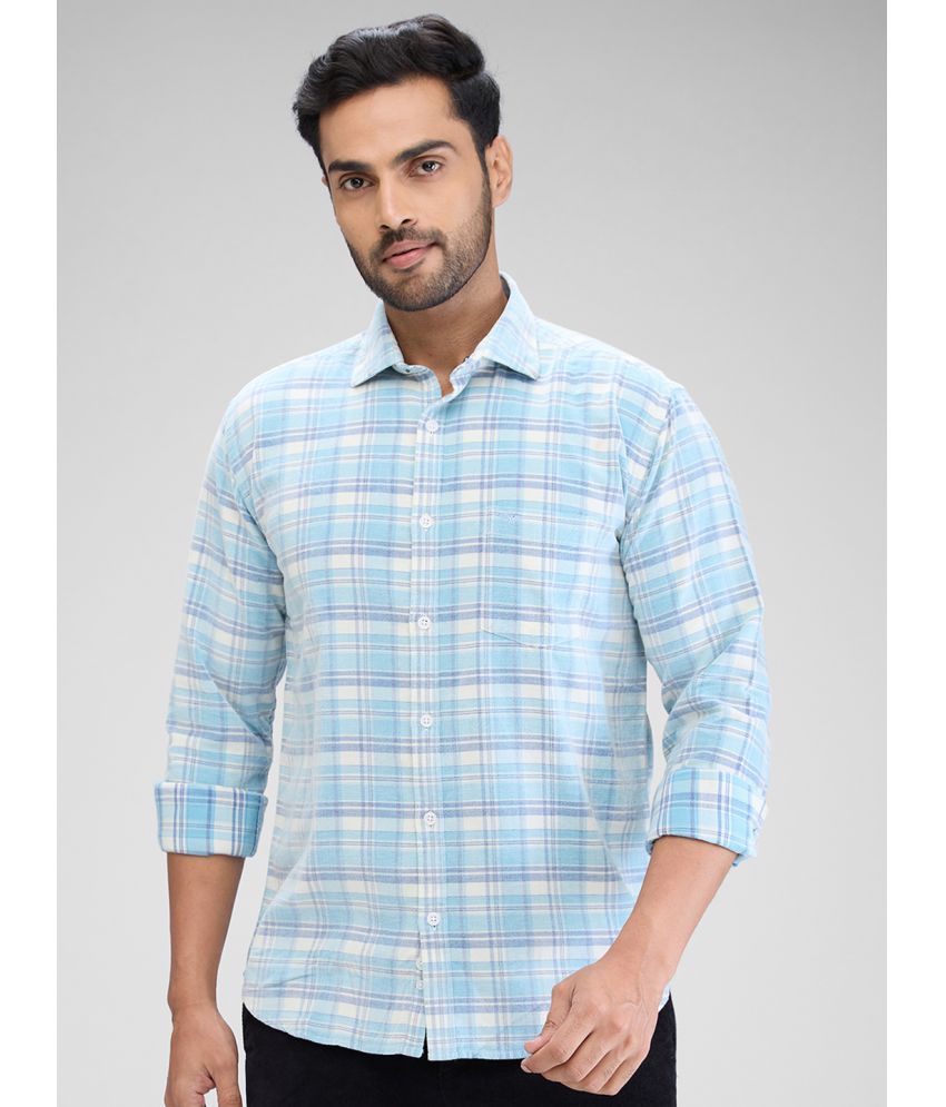     			Park Avenue 100% Cotton Slim Fit Checks Full Sleeves Men's Casual Shirt - Blue ( Pack of 1 )