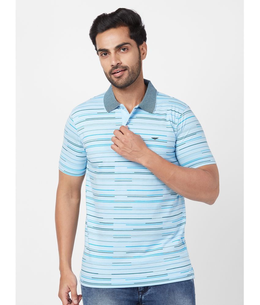     			Park Avenue Cotton Blend Slim Fit Striped Half Sleeves Men's Polo T Shirt - Blue ( Pack of 1 )