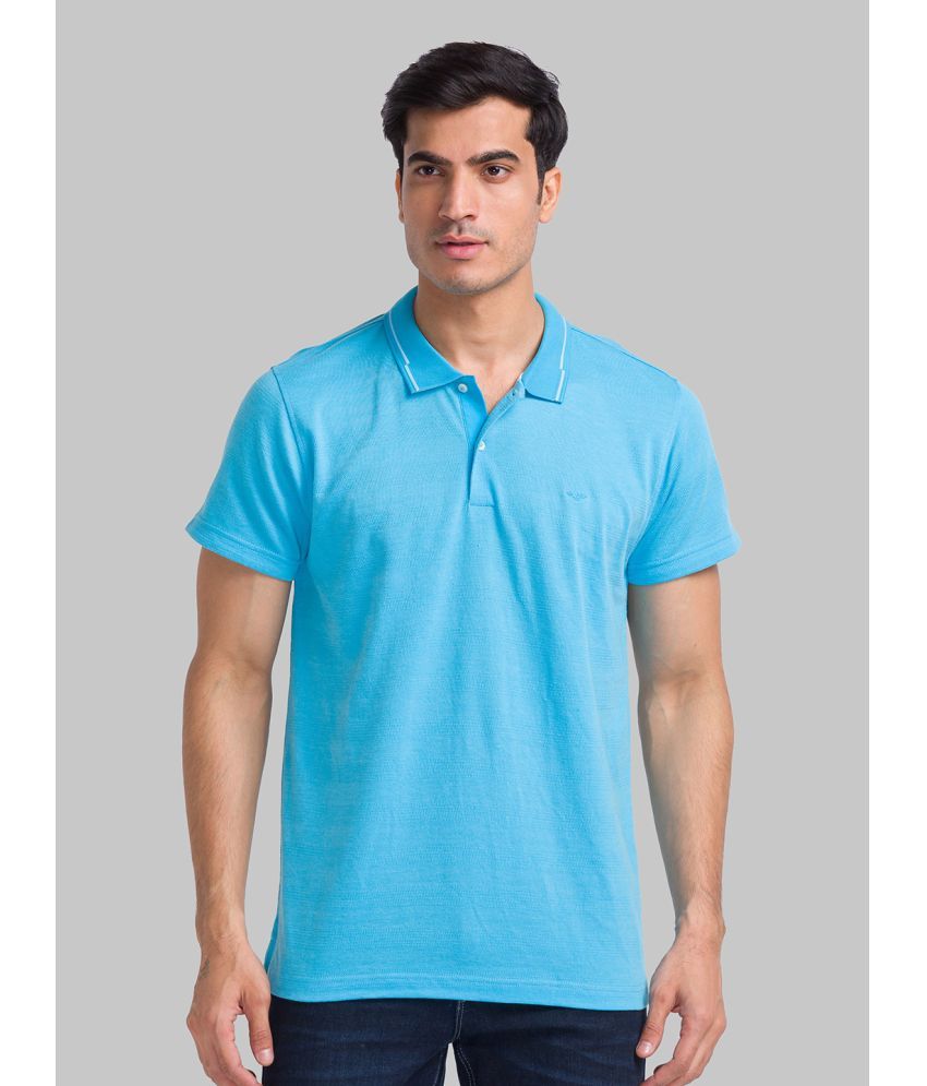     			Park Avenue Cotton Slim Fit Self Design Half Sleeves Men's Polo T Shirt - Blue ( Pack of 1 )