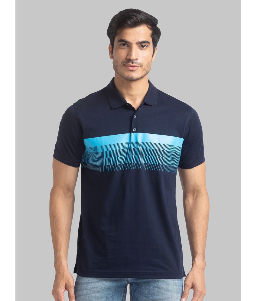     			Park Avenue Cotton Slim Fit Striped Half Sleeves Men's Polo T Shirt - Blue ( Pack of 1 )