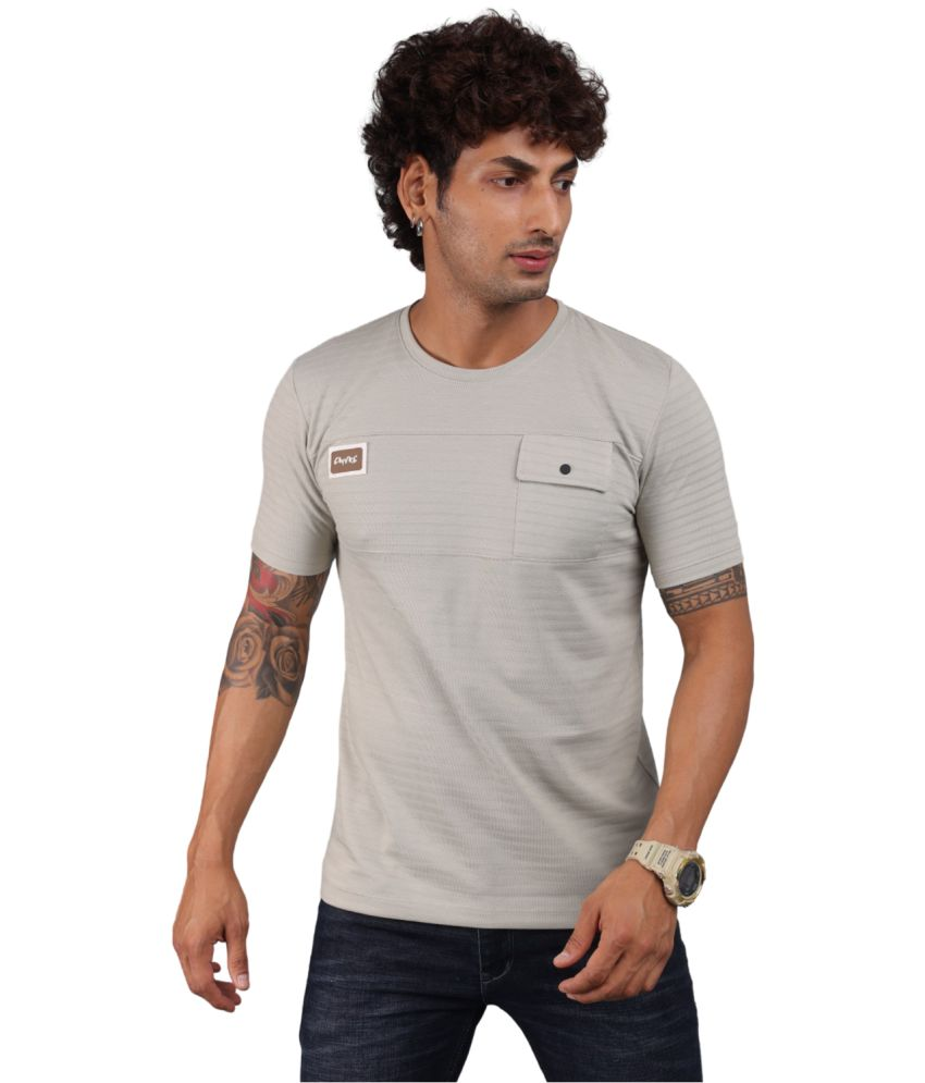     			SOCIAL FIBRE Cotton Blend Regular Fit Striped Half Sleeves Men's T-Shirt - Grey ( Pack of 1 )