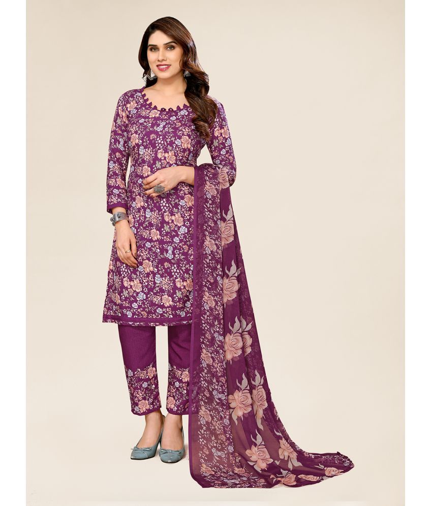     			Anand Unstitched Crepe Printed Dress Material - Wine ( Pack of 1 )