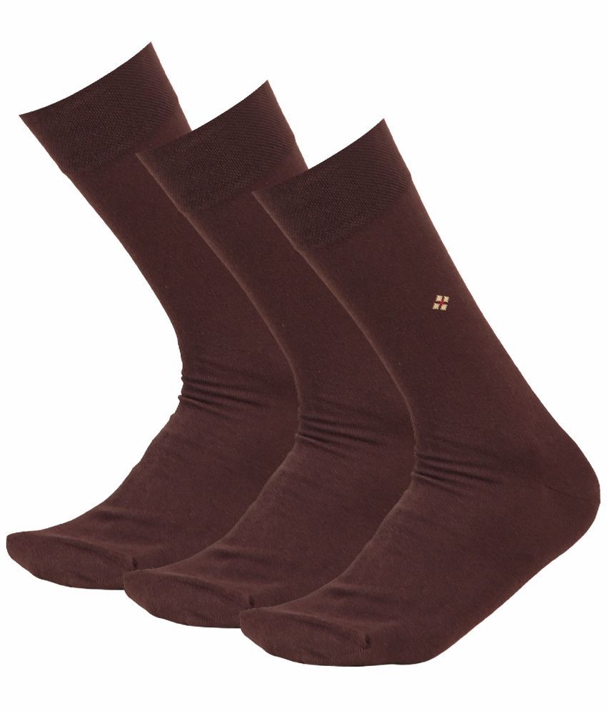     			Bodycare Cotton Blend Men's Solid Brown Mid Length Socks ( Pack of 3 )