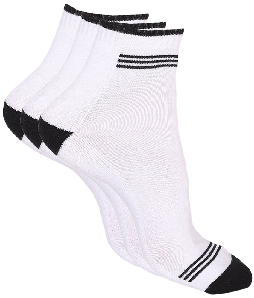     			Bodycare Cotton Blend Men's Colorblock White Ankle Length Socks ( Pack of 3 )