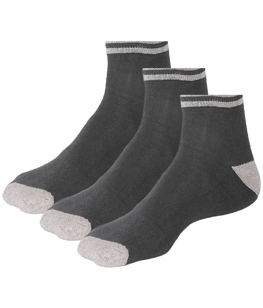     			Bodycare Cotton Blend Men's Colorblock Grey Melange Ankle Length Socks ( Pack of 3 )