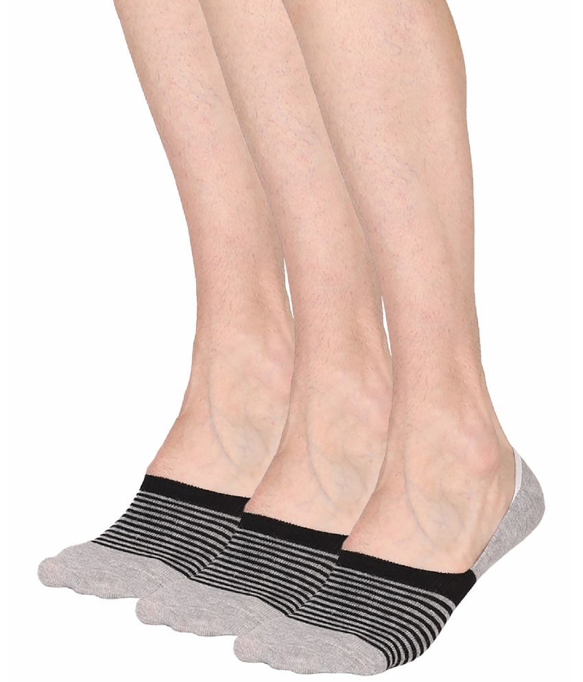     			Bodycare Cotton Blend Men's Colorblock Grey Melange No Show Socks ( Pack of 3 )