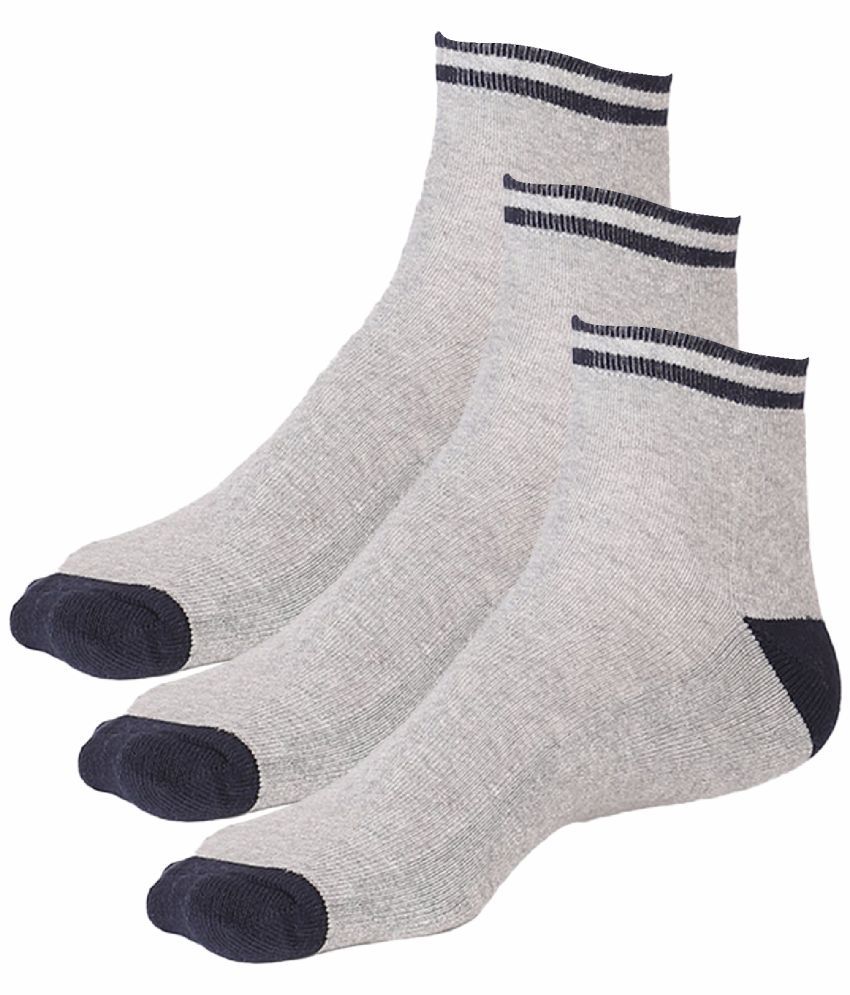     			Bodycare Cotton Blend Men's Colorblock Grey Melange Ankle Length Socks ( Pack of 3 )