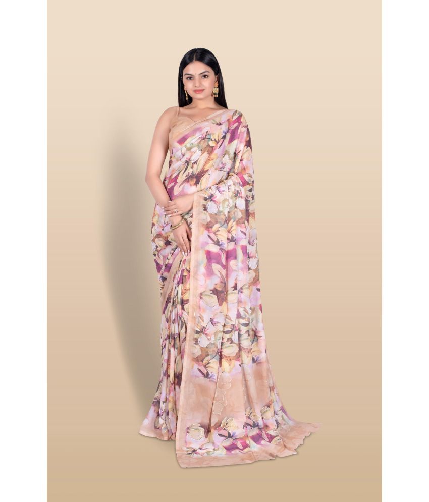     			Chashni Art Silk Printed Saree With Blouse Piece - Beige ( Pack of 1 )