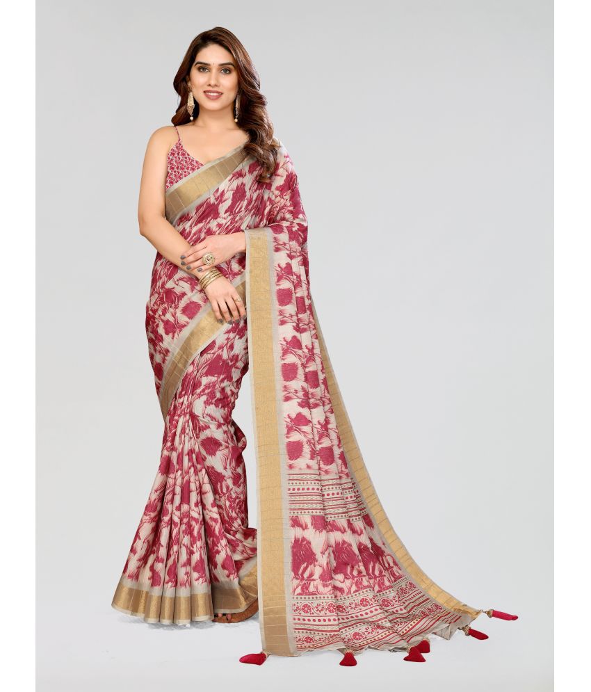    			Chashni Silk Blend Printed Saree With Blouse Piece - Red ( Pack of 1 )