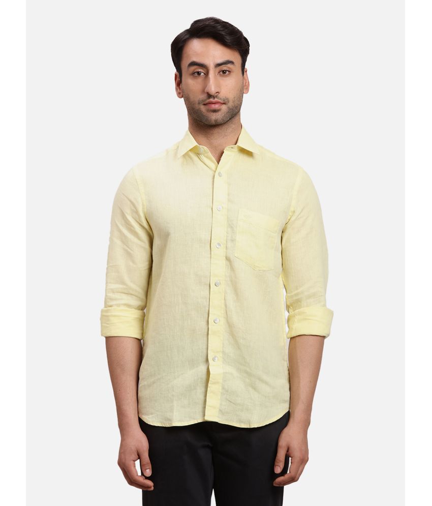     			Colorplus Linen Regular Fit Self Design Full Sleeves Men's Casual Shirt - Yellow ( Pack of 1 )