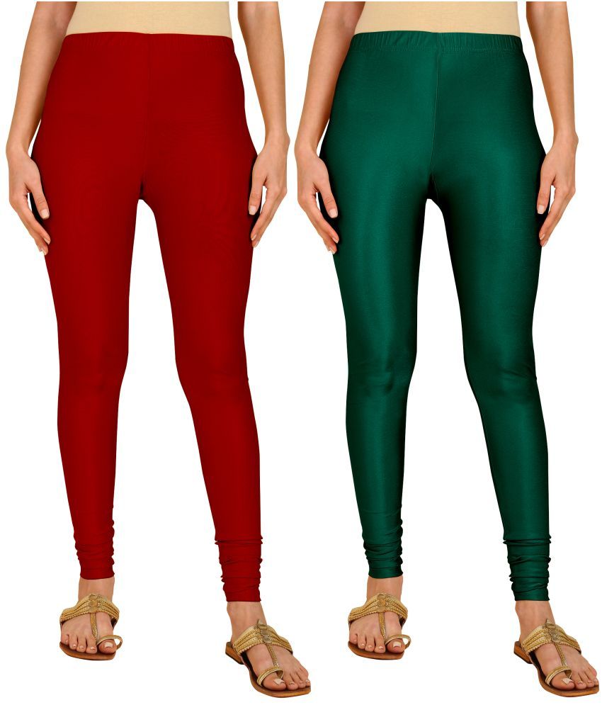     			Colorscube - Green,Maroon Lycra Women's Churidar ( Pack of 2 )