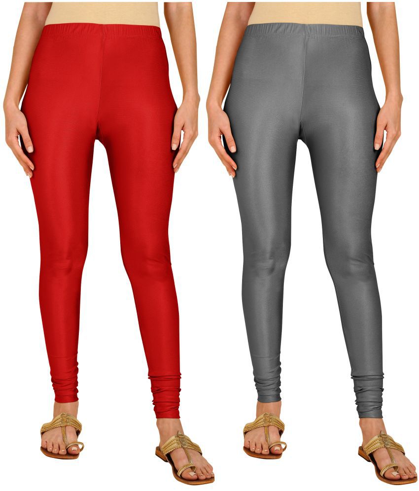     			Colorscube - Grey,Red Lycra Women's Churidar ( Pack of 2 )