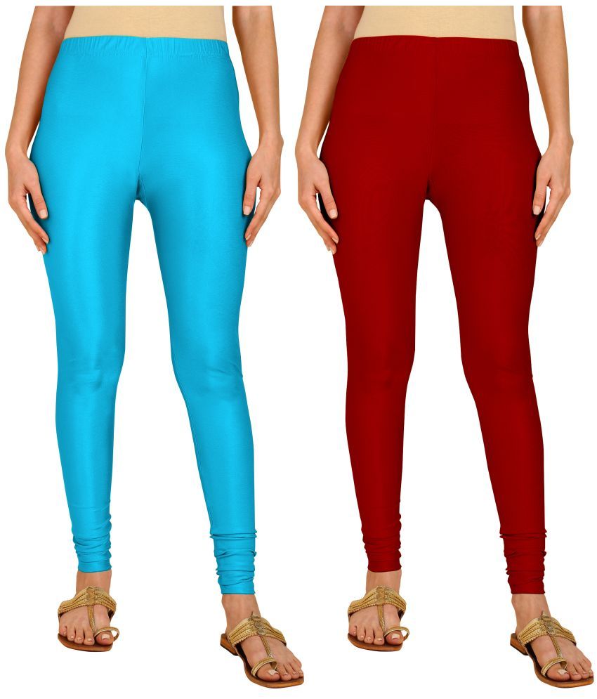     			Colorscube - Maroon,Light Blue Lycra Women's Churidar ( Pack of 2 )