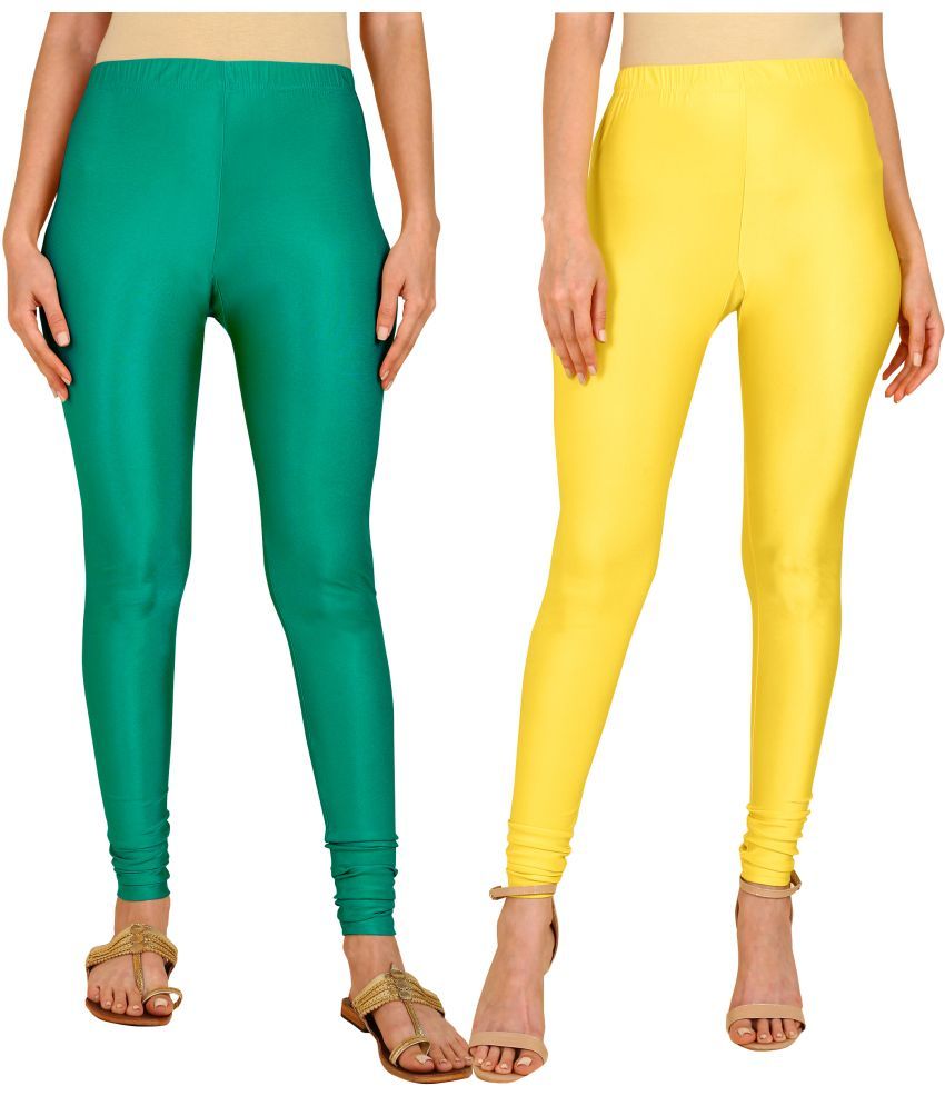     			Colorscube - Yellow,Green Lycra Women's Churidar ( Pack of 2 )