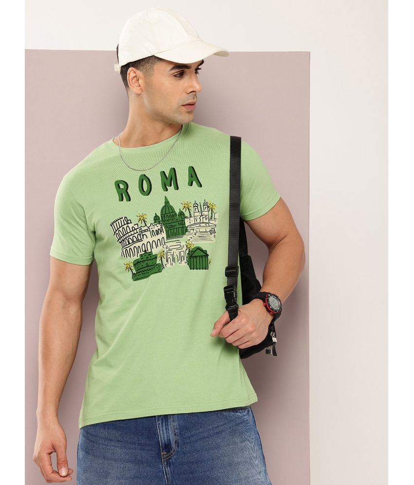     			Dillinger Cotton Regular Fit Printed Half Sleeves Men's T-Shirt - Green ( Pack of 1 )