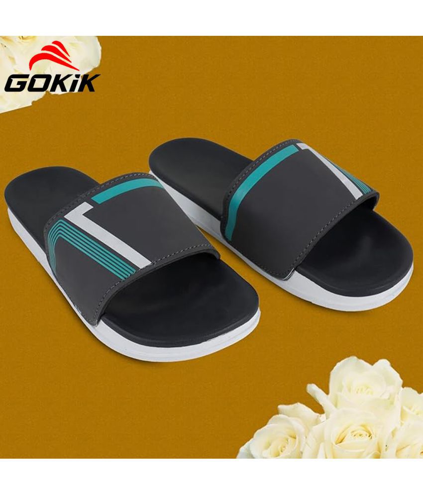     			Gokik Grey Men's Slide Flip Flop