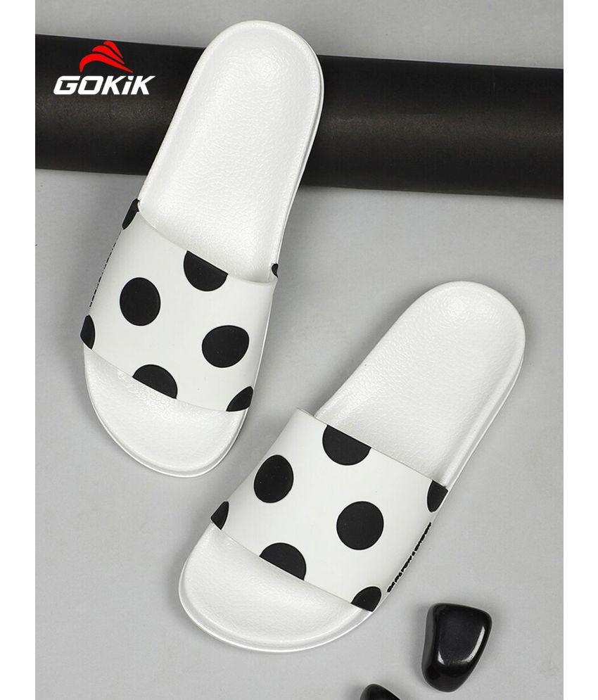     			Gokik White Women's Slide Flip Flop