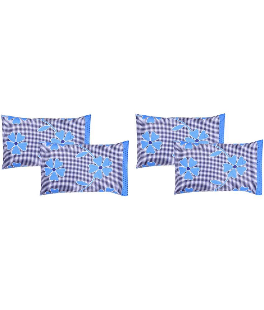     			Handloomwala - Pack of 4 Cotton Floral Standard Size Pillow Cover ( 68.58 cm(27) x 43.18 cm(17) ) - Multi