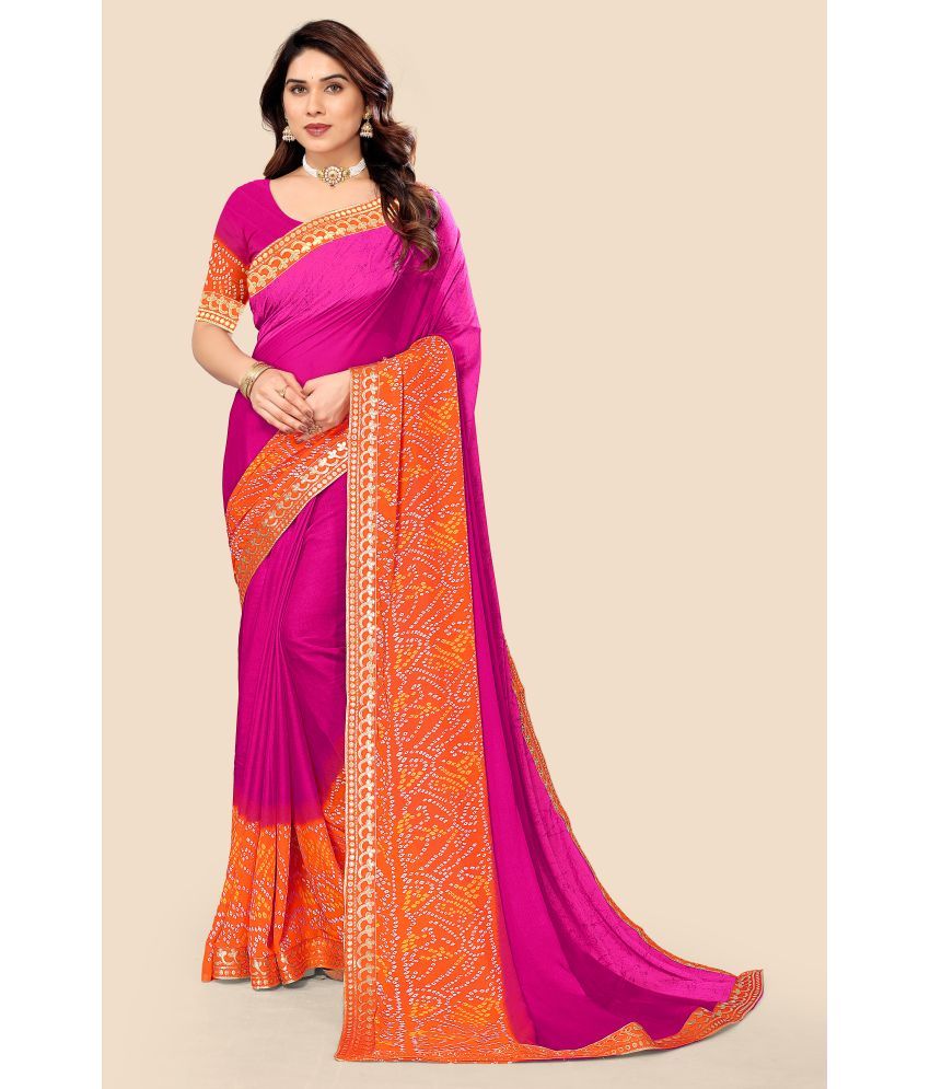     			Kanooda Prints Georgette Printed Saree With Blouse Piece - Pink ( Pack of 1 )