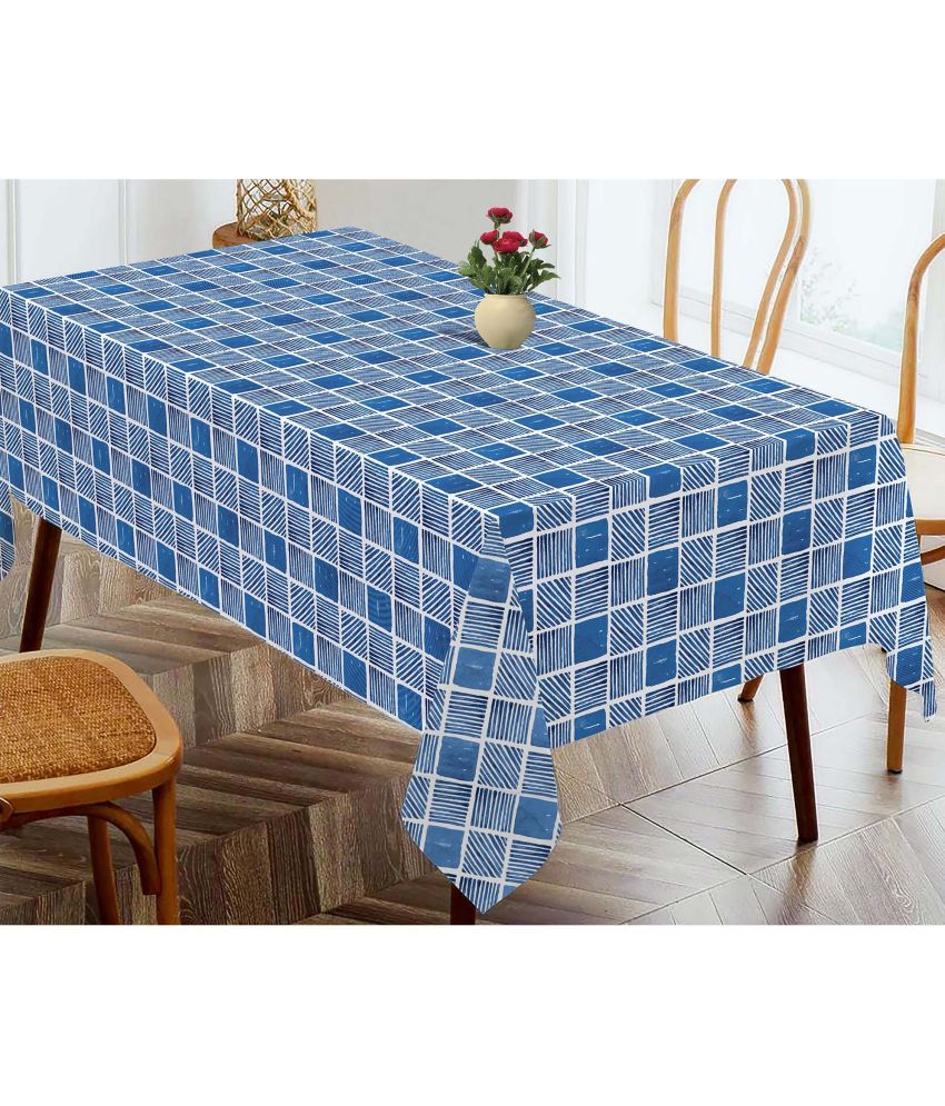     			Oasis Hometex Checks Cotton 4 Seater Rectangle Table Cover ( 152 x 138 ) cm Pack of 1 Blue
