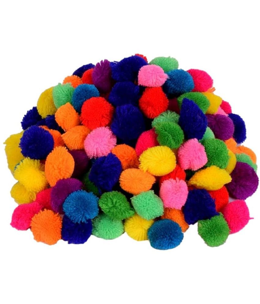     			PRANSUNITA Pom Pom Wool Balls, 20 mm, Used in Jewellery & Toran Making, Macrame Art, Decorations, Dresses, School Projects, etc, Pack of 230 pcs, Multicolored