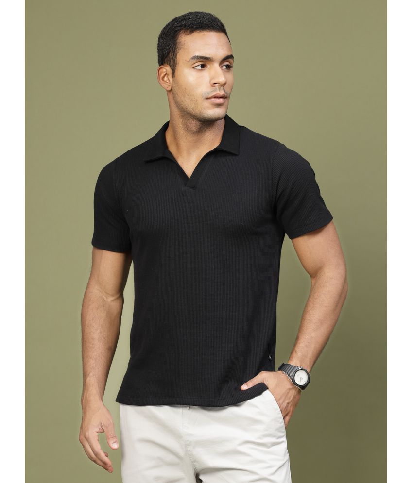     			Rigo Pack of 1 Cotton Slim Fit Solid Half Sleeves Men's Polo T Shirt ( Black )