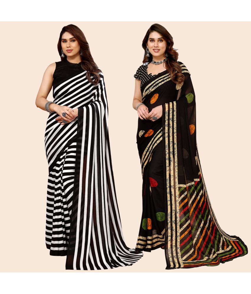     			ANAND SAREES Georgette Printed Saree With Blouse Piece - Multicolor ( Pack of 2 )