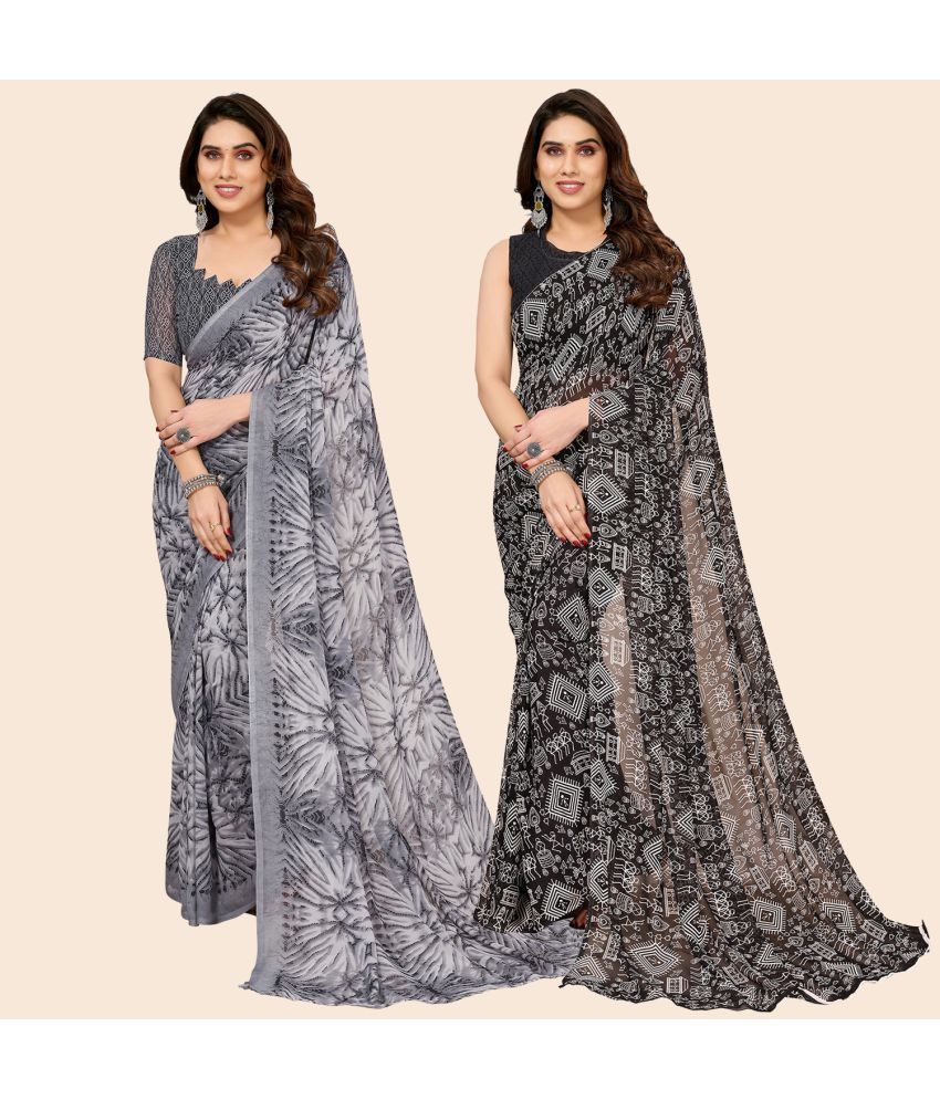     			ANAND SAREES Georgette Printed Saree With Blouse Piece - Multicolor ( Pack of 2 )