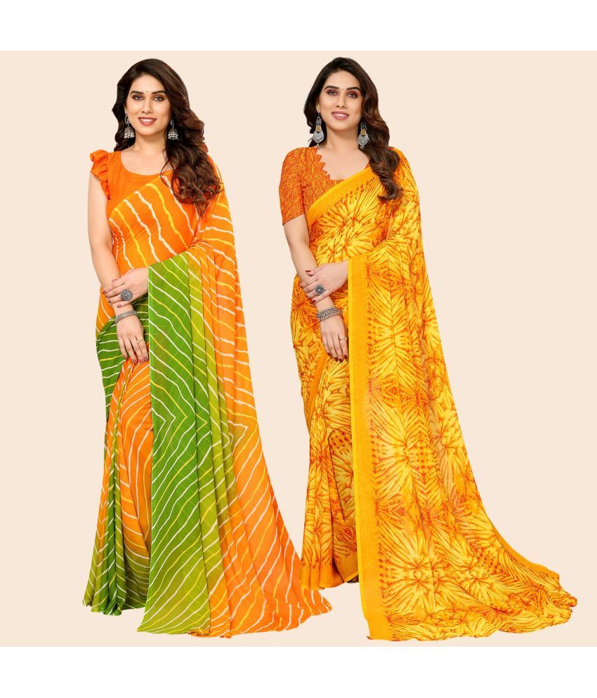     			ANAND SAREES Georgette Printed Saree With Blouse Piece - Multicolor ( Pack of 2 )