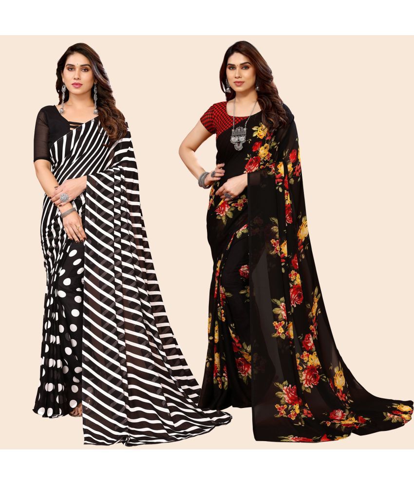     			ANAND SAREES Georgette Printed Saree With Blouse Piece - Multicolor ( Pack of 2 )