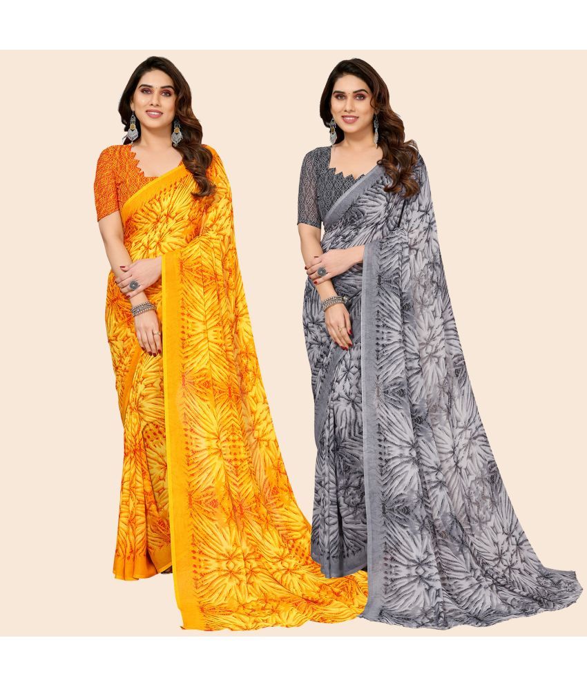     			ANAND SAREES Georgette Printed Saree With Blouse Piece - Multicolor ( Pack of 2 )