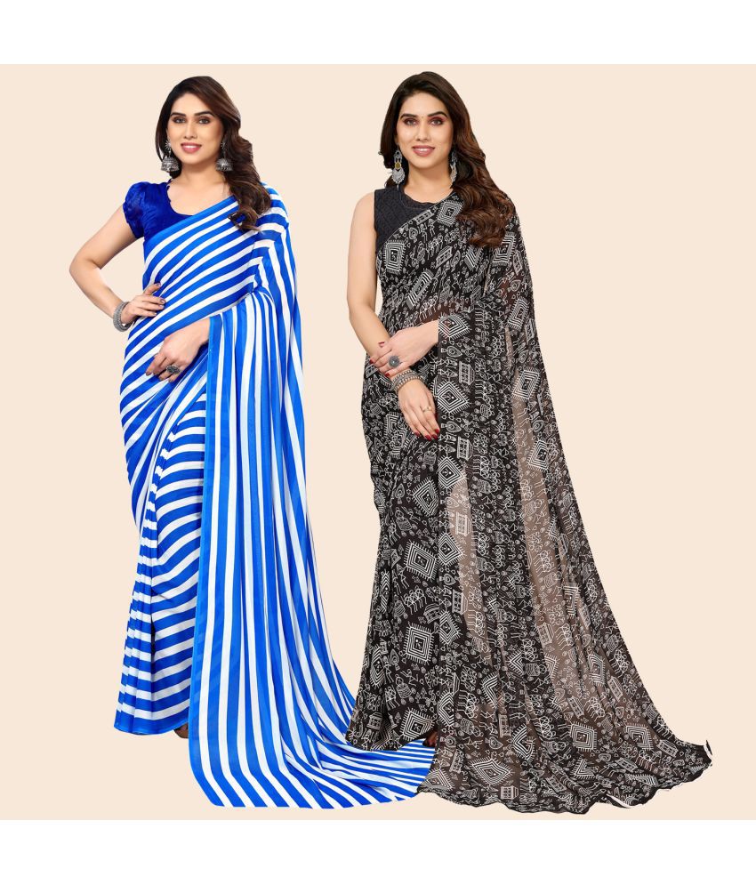     			ANAND SAREES Georgette Printed Saree With Blouse Piece - Multicolor ( Pack of 2 )