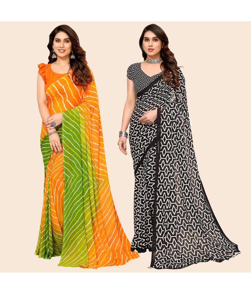     			ANAND SAREES Georgette Printed Saree With Blouse Piece - Multicolor ( Pack of 2 )