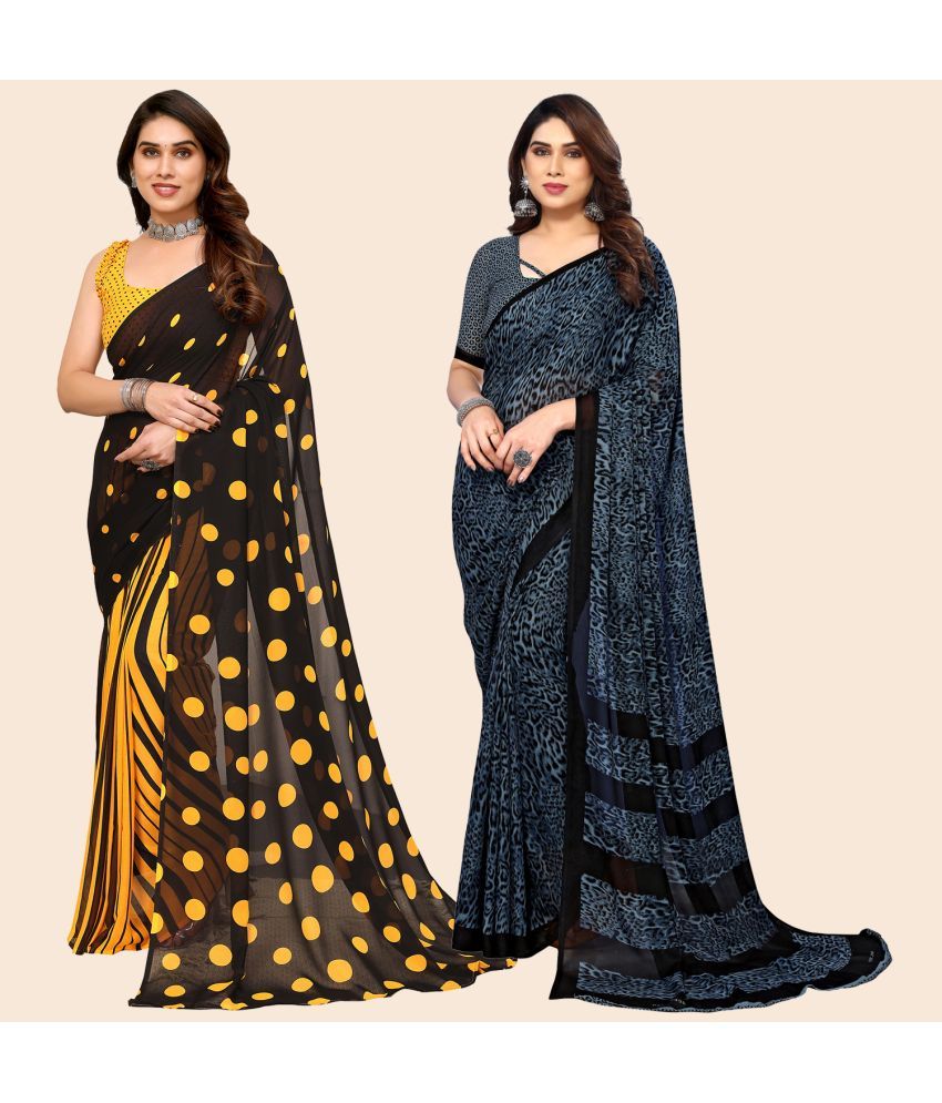     			ANAND SAREES Georgette Printed Saree With Blouse Piece - Multicolor ( Pack of 2 )