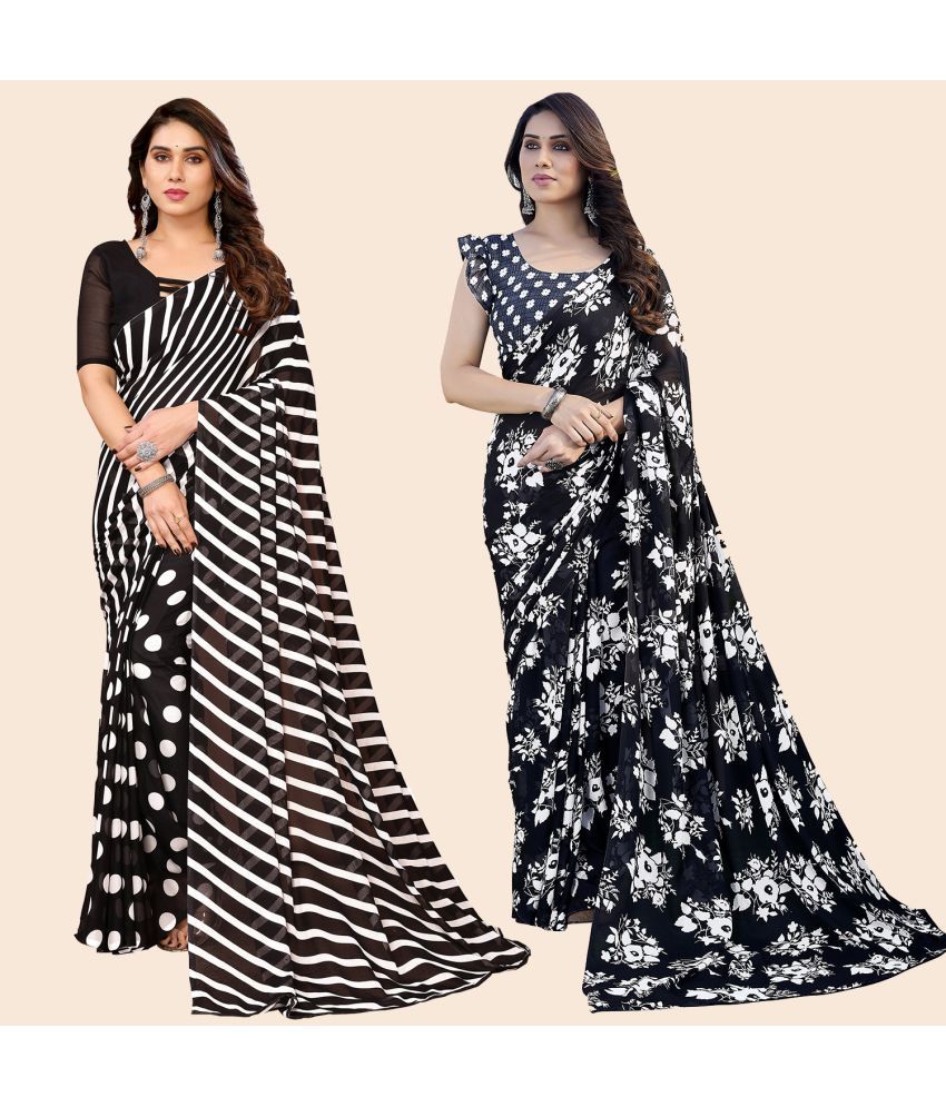     			ANAND SAREES Georgette Printed Saree With Blouse Piece - Multicolor ( Pack of 2 )