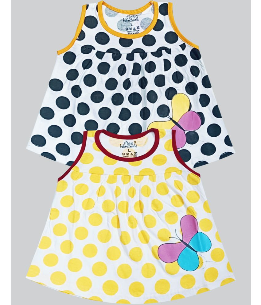     			Babeezworld Yellow & Black Cotton Baby Girl Frock ( Pack of 2 )