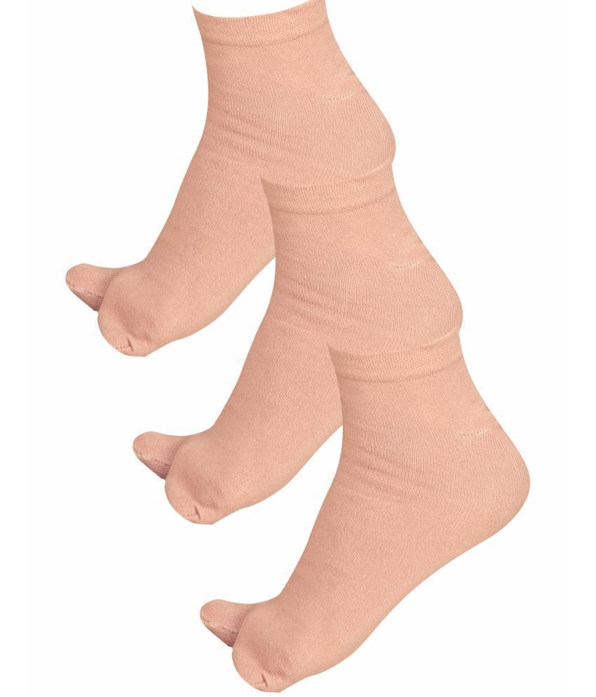     			Bodycare Beige Cotton Blend Women's Ankle Length Socks ( Pack of 3 )